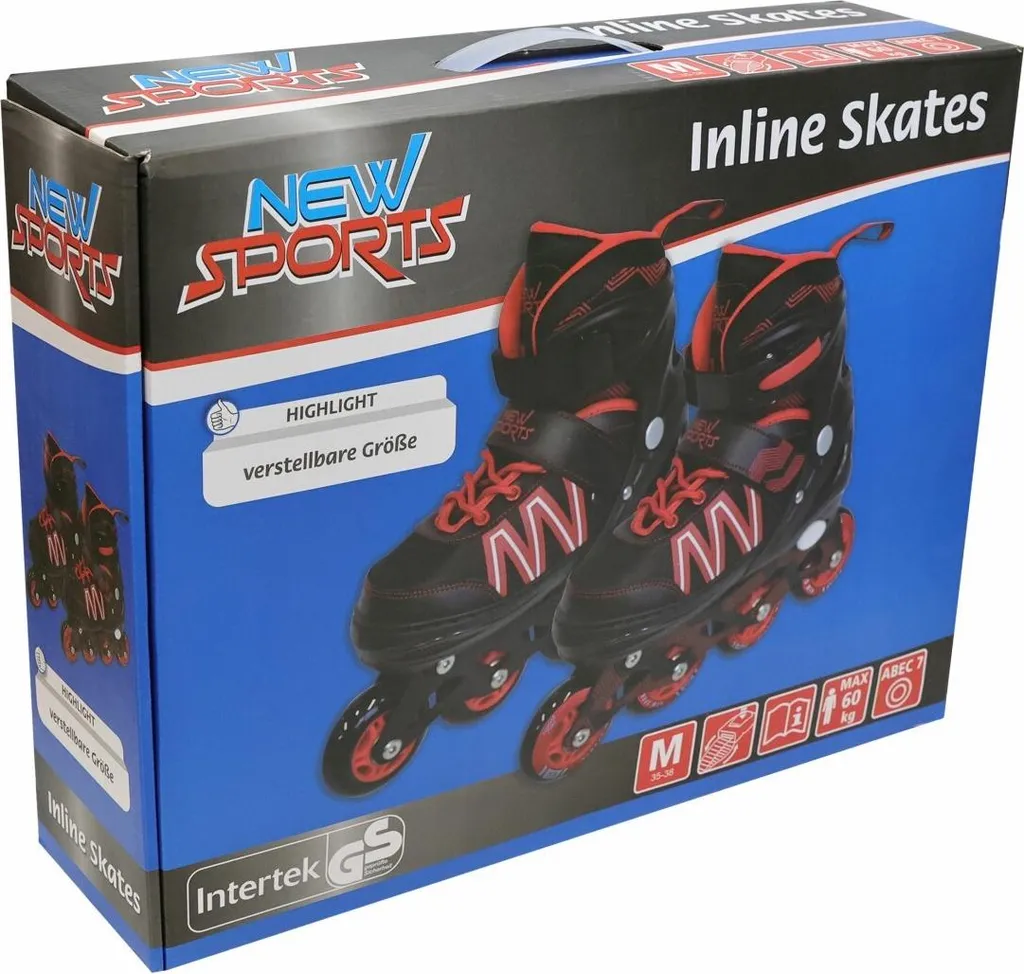 Patins à roues alignées Sports Inliner réglables noir/rouge 35-38