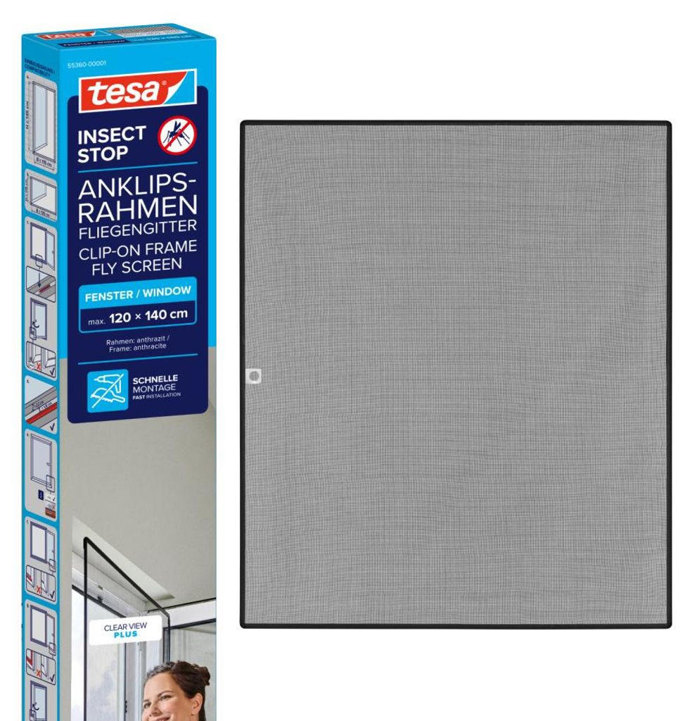 Tesa Insect Stop Fliegengitter 1200×1400 mm Anthrazit Produktbild 
