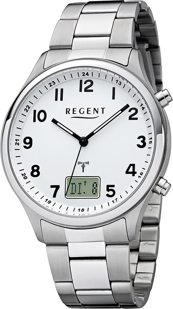 Regent FR-275 Radio Controlled Watch Silver Metal Analog-Digital Men