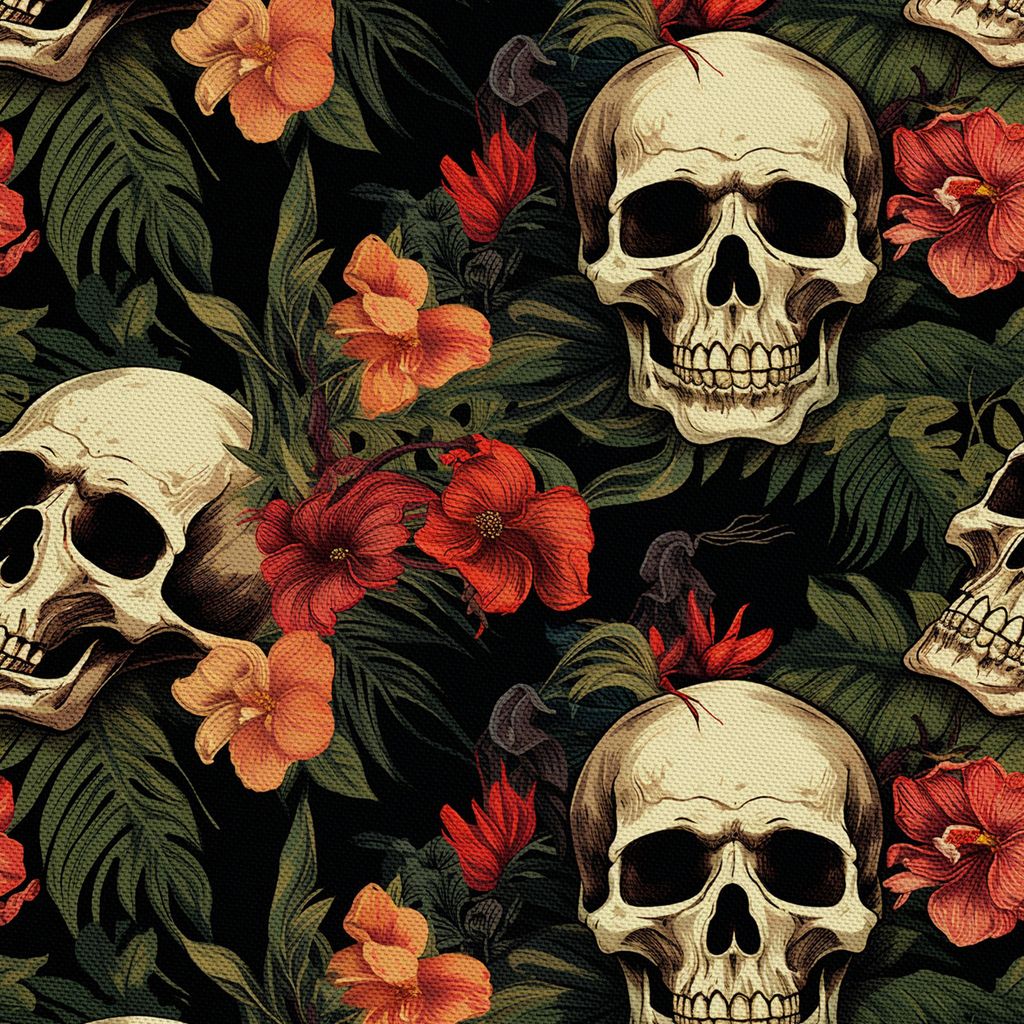 OUTDOOR DEKOSTOFFE OXFORD - Motiv der Schädel I DX4152