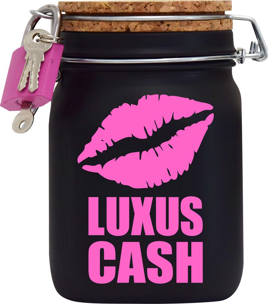 Spardose Geld Geschenk Ideen Luxus Cash Schwarz Größe L 1 Liter