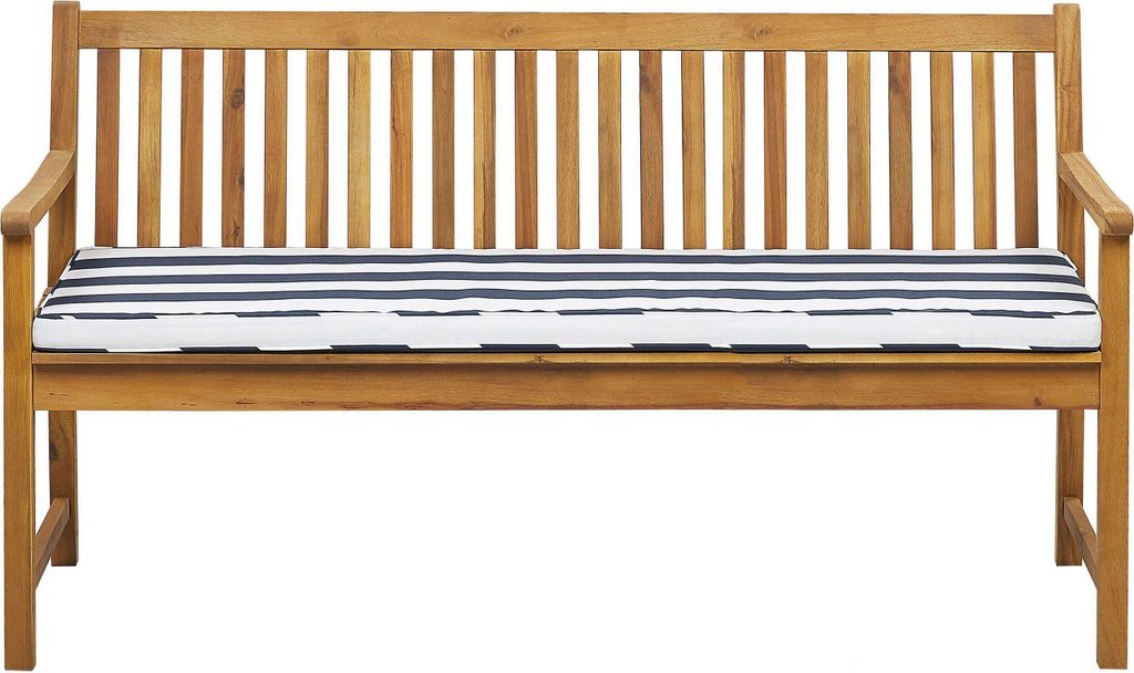 BELIANI Gartenbank mit Auflage Marineblau Akazienholz 160 cm Landhaus Stil Gartenausstattung Balkon Terrasse Garten
