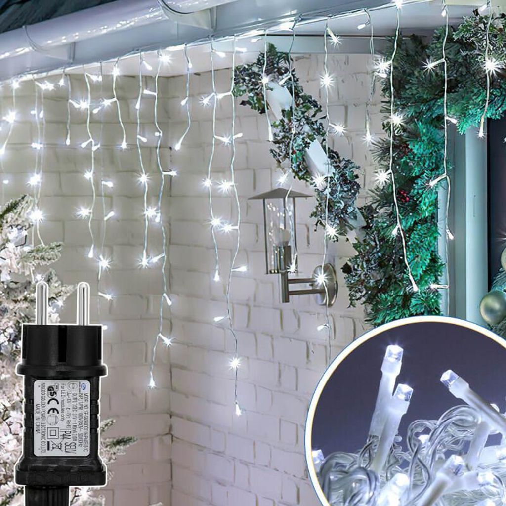 Bettizia 10M 200LEDs pioggia di ghiaccio fata luci bianco Immagine del prodotto 