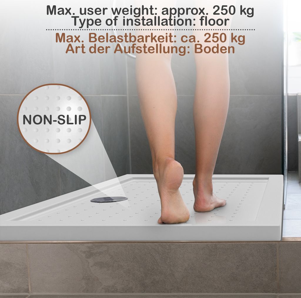 Aquamarin® Duschwanne - 90x70 cm, Superflach, Niedrig, Produktbild 5