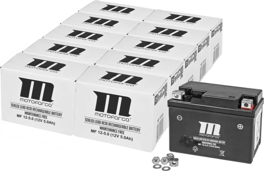 Batterie 12V 5Ah Étanche Motoforce Préchargée - Lot de 10 pour Revendeur