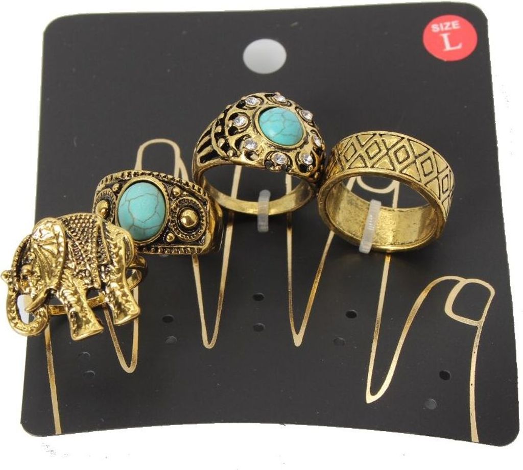 Ringe 4 er Set Midi Fingerspitzenring mit Elefantenmotiv M Produktbild 