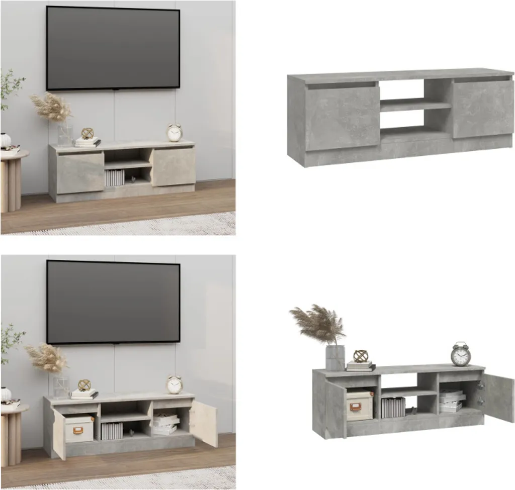 vidaXL Mobile TV con anta grigio cemento 102x30x36 cm - Mobile TV con anta - Mobile TV con anta - Mobile TV - Porta TV