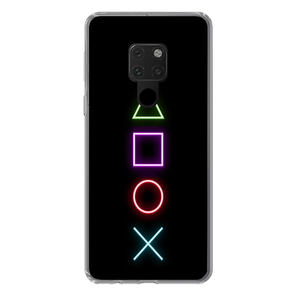 MuchoWow Handyhülle Schutzhülle Hülle für Huawei P40 Lite Gaming - Neon - Konsole - Schwarz - Controller - Gaming Silikon Softcase Handy Hül...