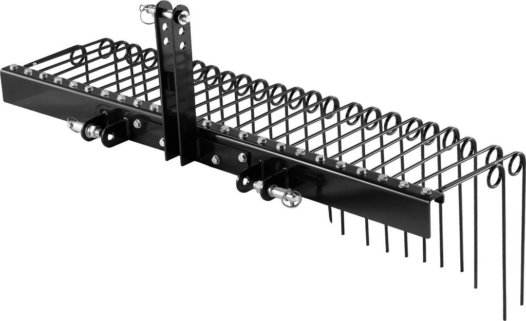SucceBuy Rasentraktor Rechen 150 cm, Rasenstriegel mit 26 Federzinken, Rasenlüfter für Traktoren der Kategorie 1, Vertikutierer mit 3-Punkt-Aufh...