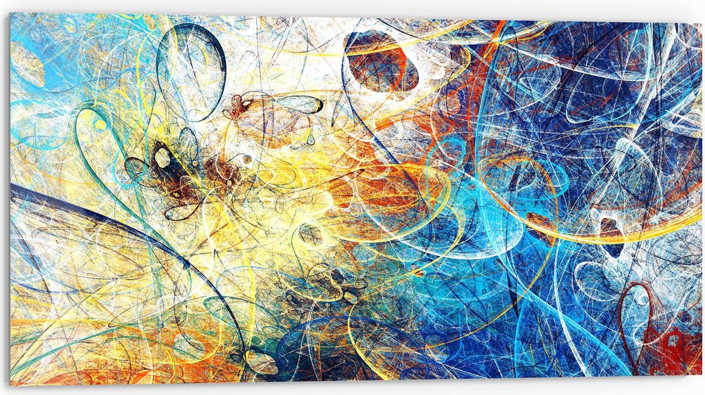 DEQORI Küchenrückwand Glas 80x40 cm 'Lebhafte Kritzelei' Spritzschutz Bad Rückwand