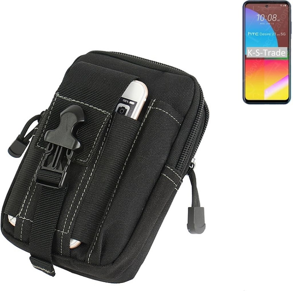 K-S-Trade Gürtel Tasche kompatibel mit HTC Desire 21 Pro Gürteltasche Holster Schutz Hülle Handy Hülle Smartphone outdoor Handy-Hülle schwarz