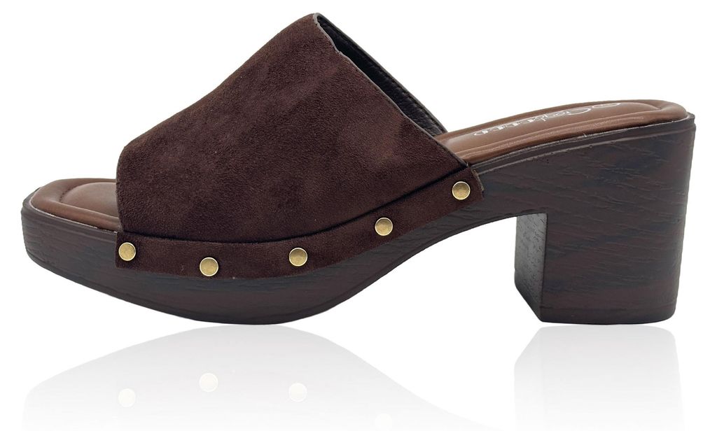 Damen Plateau Pantoletten mit Blockabsatz Produktbild 