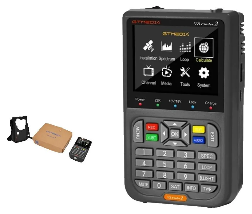 Pointeur satellite professionnel avec écran LCD couleur et housse antichoc