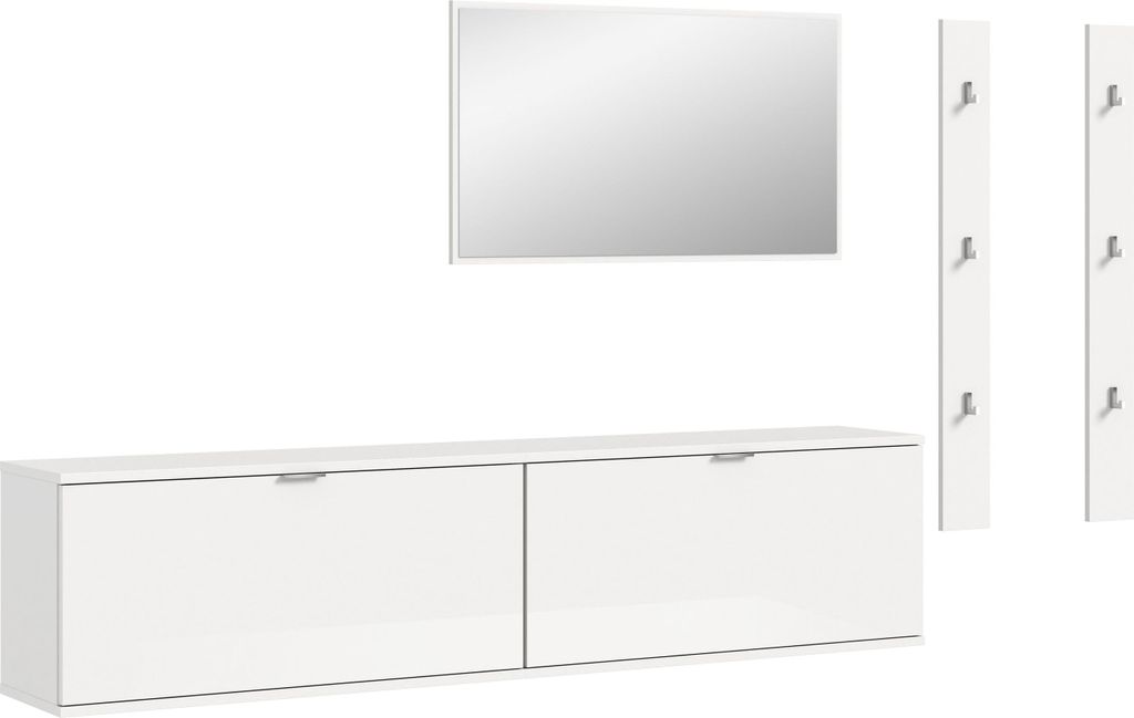 ProjektX Garderobenmöbel Set 4 Teile weiß Hochglanz.