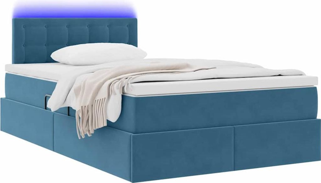 Langlebige Bett mit Stauraum und LED Dunkelblau 120 x 200cm Samt - Möbel362235 - Klassische BettenJugendbett Tagesbett