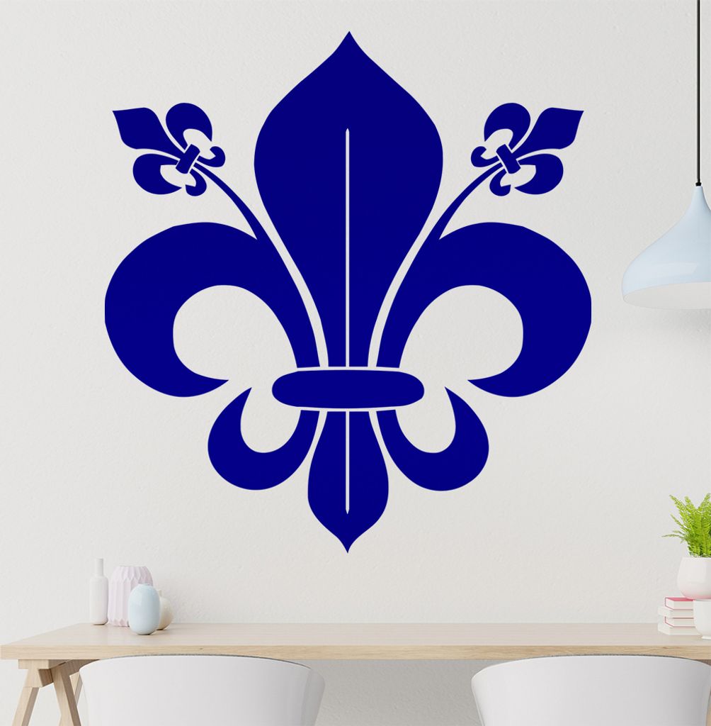 französische Lilie Wandtattoo in 6 Größen - Wandaufkleber Wall Sticker - Dekoration, Küche, Wohnzimmer, Schlafzimmer, Badezimmer