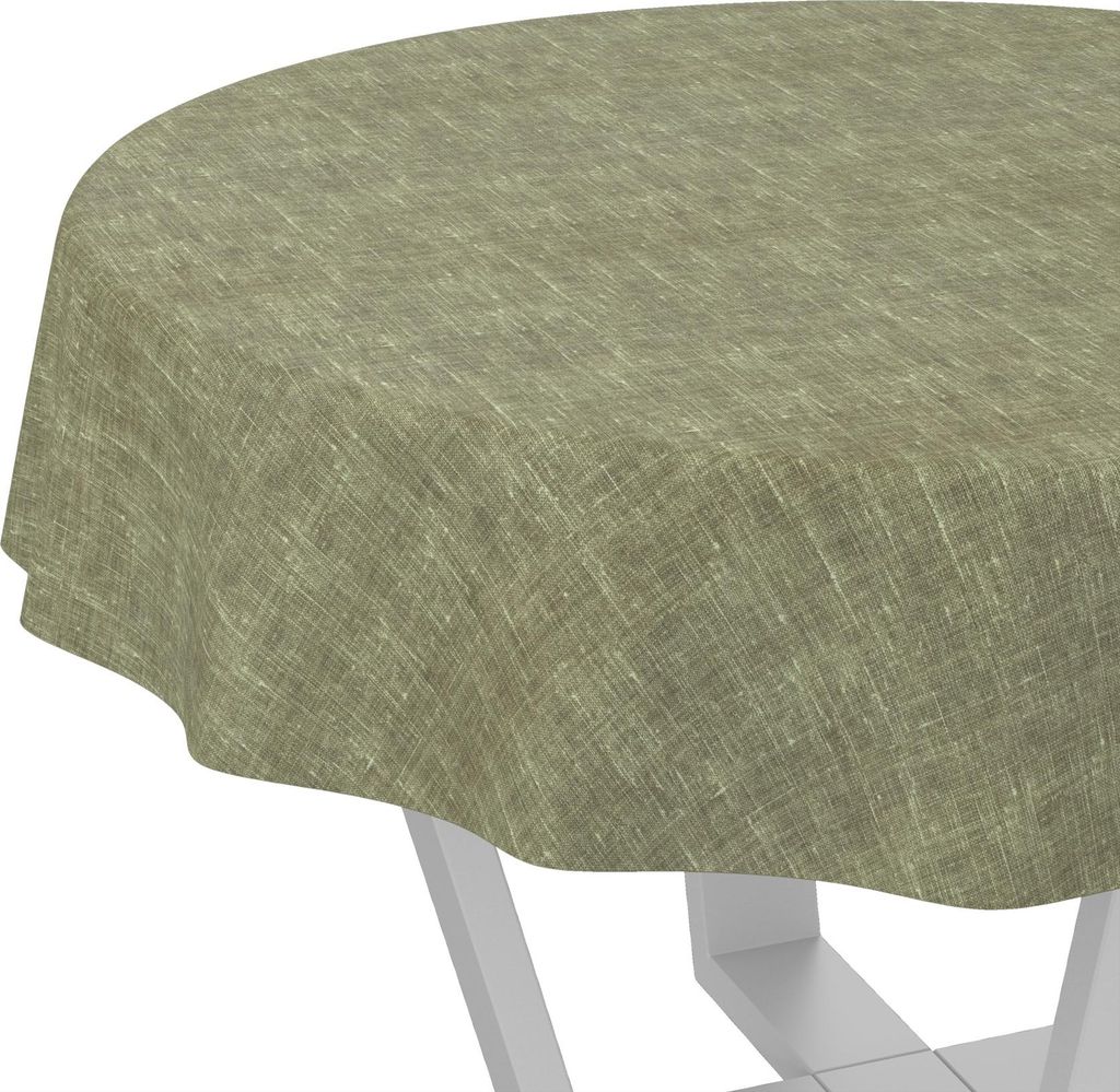 Tischdecke Melliert Olive Rund 140cm Schnittkante
