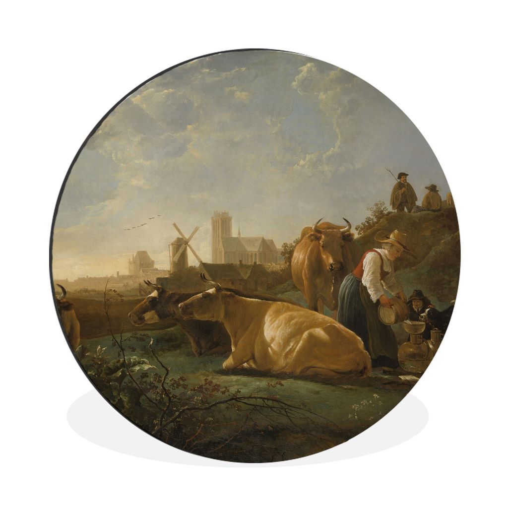 MuchoWow Aluminium Wandkreis Das große Dort - Aelbert Cuyp Ø 90 cm Wanddeko Modern Wohnzimmer - Mauerkreis - Wandbilder - Runde Bild - Bild aus...