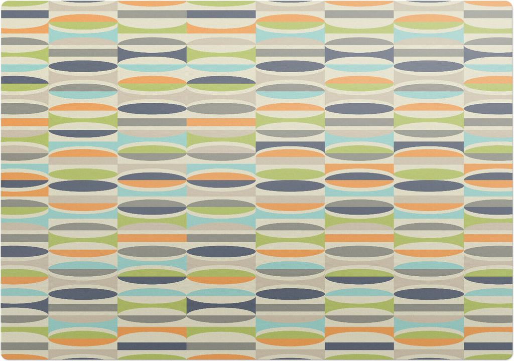 Ovales Retro-Muster – Bodenschutzmatte – Stuhlunterlage 100x100 cm – Rutschfest – Hartbodenmatte