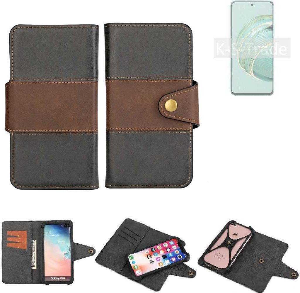 K-S-Trade Handyhülle Schutzhülle Hülle Bookstyle Wallet-Case kompatibel mit Huawei nova 10z Bumper Rundumschutz schwarz-braun 1x