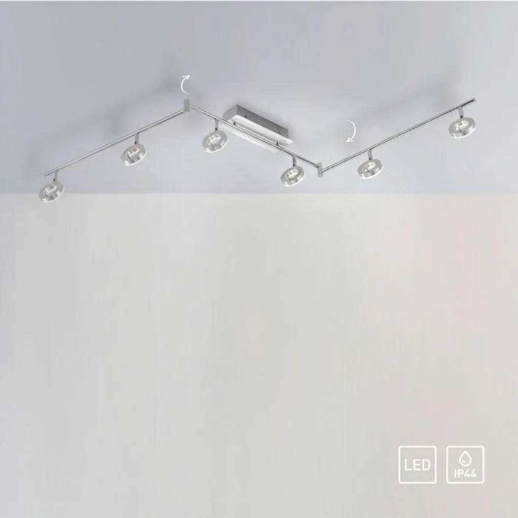 Plafonnier LED 6 spots orientables Sileda en aluminium gris mat chic - 8