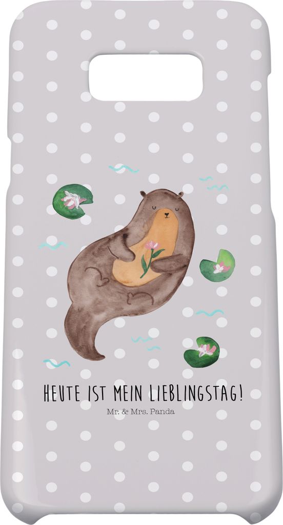 Mr. & Mrs. Panda Samsung Galaxy S8 plus Handyhülle Otter Seerose - Grau Pastell - Geschenk, Handy, Fluss, Hülle, Cover, Case, Seeotter, Wasser, L...