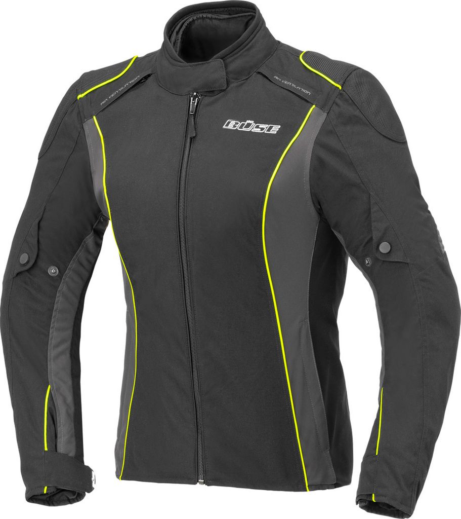 Büse Cara Damen Motorrad Textiljacke Farbe: Schwarz/Gelb, Grösse: 34