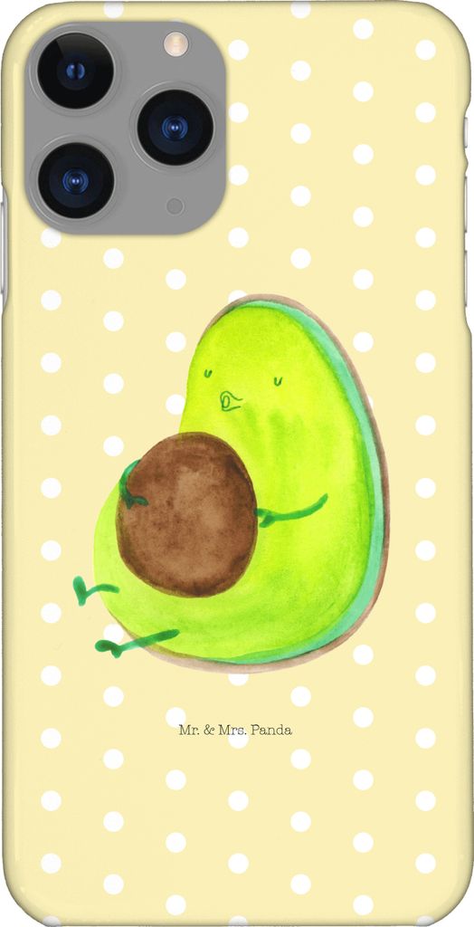 Mr. & Mrs. Panda Iphone 11 Pro Handyhülle Avocado Pfeifen - Gelb Pastell - Geschenk, Schwanger, Diät, Handy Case, Premium Kunststoff, Rund