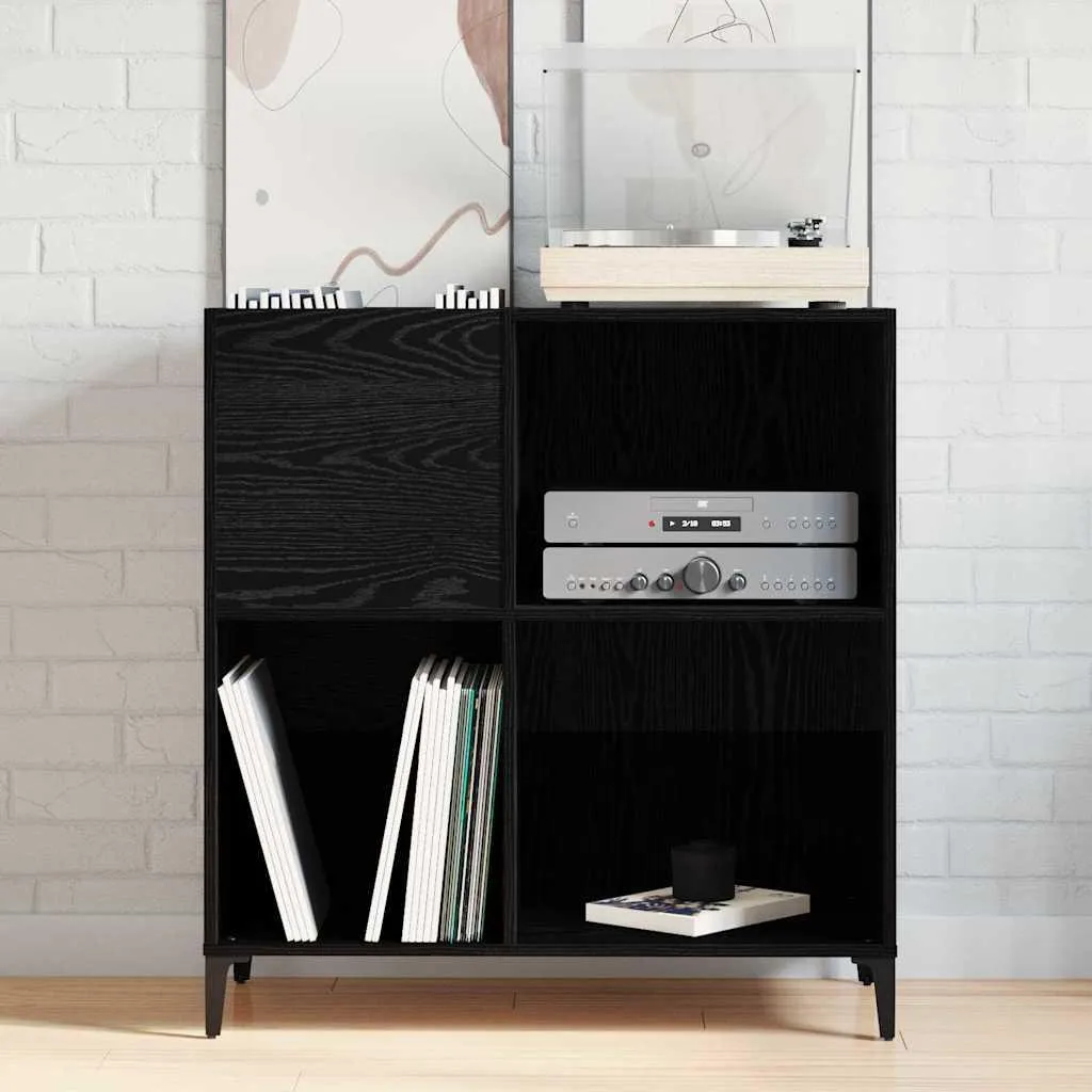SYFAX™ Mobile Porta Vinili Rovere Nero 84,5x38x89 cm | Arredo Hi-Fi - 3