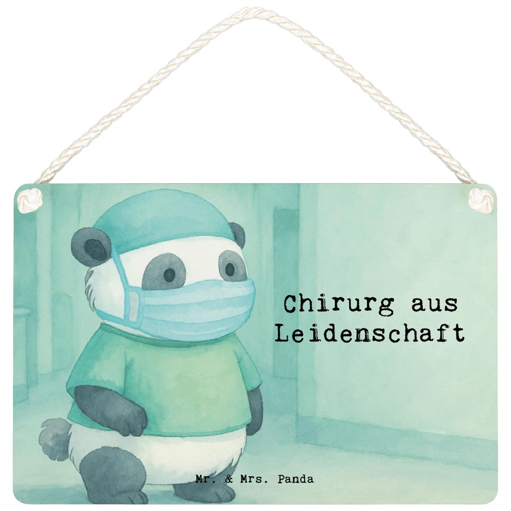 Mr. & Mrs. Panda Holzschild Chirurg Leidenschaft Design DIN A6 - Weiß - Geschenk, Spruch, hängeschild, Krankenhaus, Wandbild Holz, Türschild, kl...