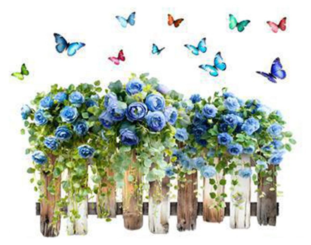 Fensteraufkleber mit Blumen und Schmetterlingen aus PVC, Frühlingsblumenmuster, stoßfest, abnehmbar, für Zuhause, Partys, Geschäfte, Glastüren...