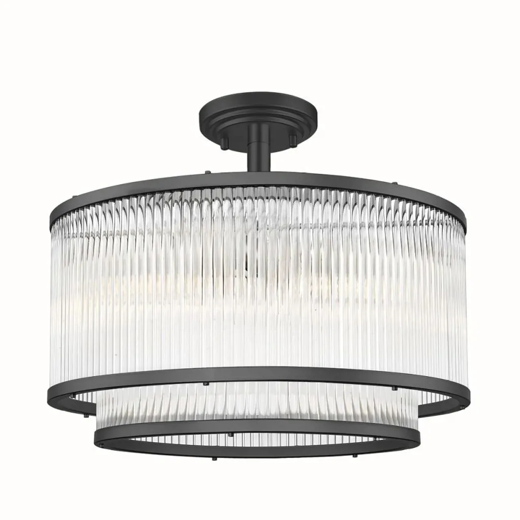 Luminaire de plafond Art Déco SERGIO avec cascade de tiges en verre