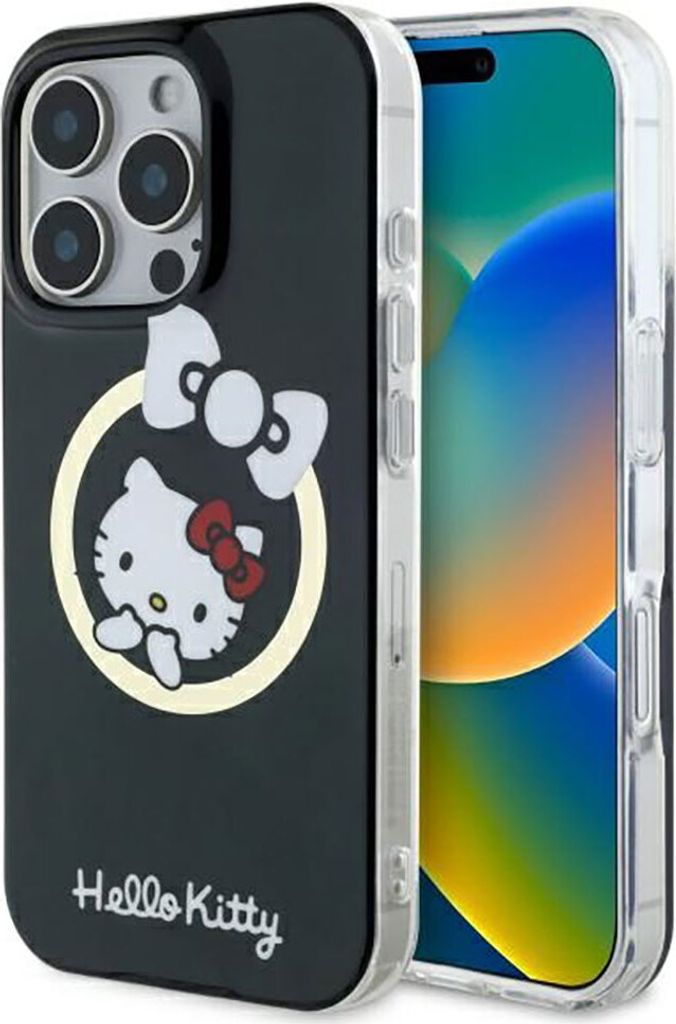 Hello Kitty HKHMP16LHFLBK iPhone 16 Pro 6,3" schwarz hardcase IML Fun bow Magsafe Schutzhülle