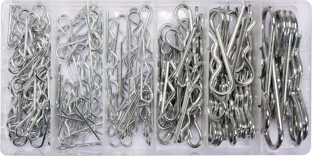 Splintstifte Set 150-teilig aus Kohlenstoffstahl im Sortierkasten – DIN 11024