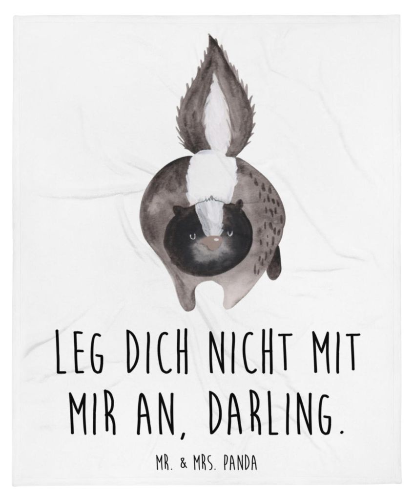 Mr. & Mrs. Panda Plaid Stinktier Angriff - Weiß - Geschenk, Bettdecke, Stinker, Sofadecke, Raubtier, Sofaüberwurf, Decke, Drohung, Skunk, Wildtie...