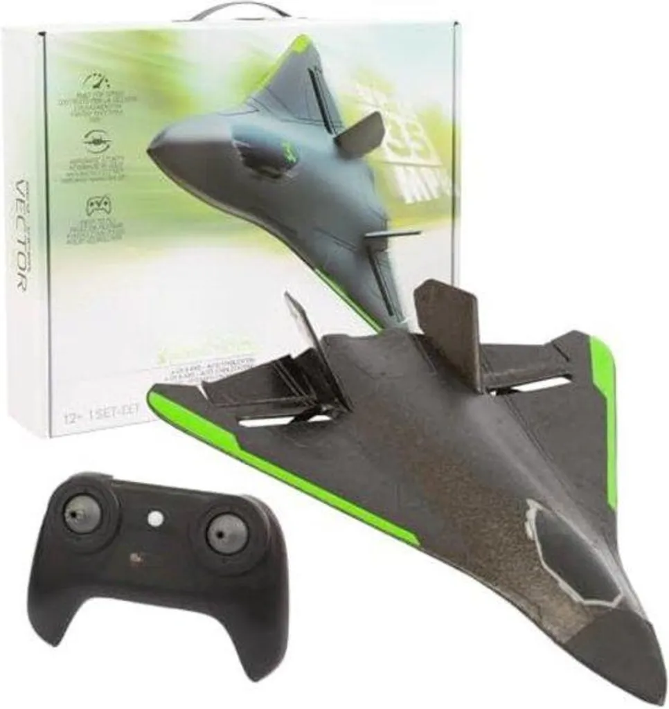 Avion télécommandé RC gris-vert incassable avec stabilisateur de vol