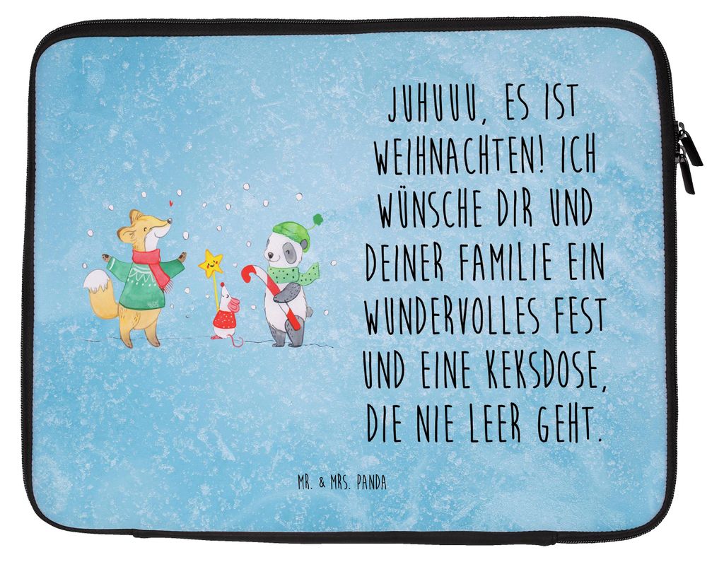 Mr. & Mrs. Panda Hülle Laptop Winter Weihnachtsfreude 20 x 28 cm - Eisblau - Geschenk, Notebooktasche, Sleeve, Laptoptasche, Weihnachten, Tasche, ...