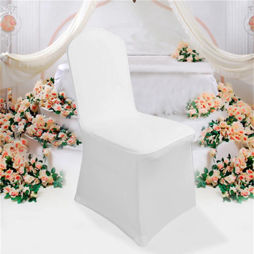 Housse de Chaise Stretch Blanche avec Pieds Renforcés pour Fête 50 pcs