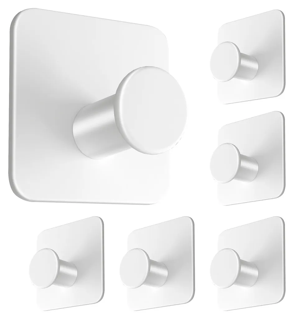 Accroche serviette sans trou pour carrelage inox blanc lot de 6 pcs