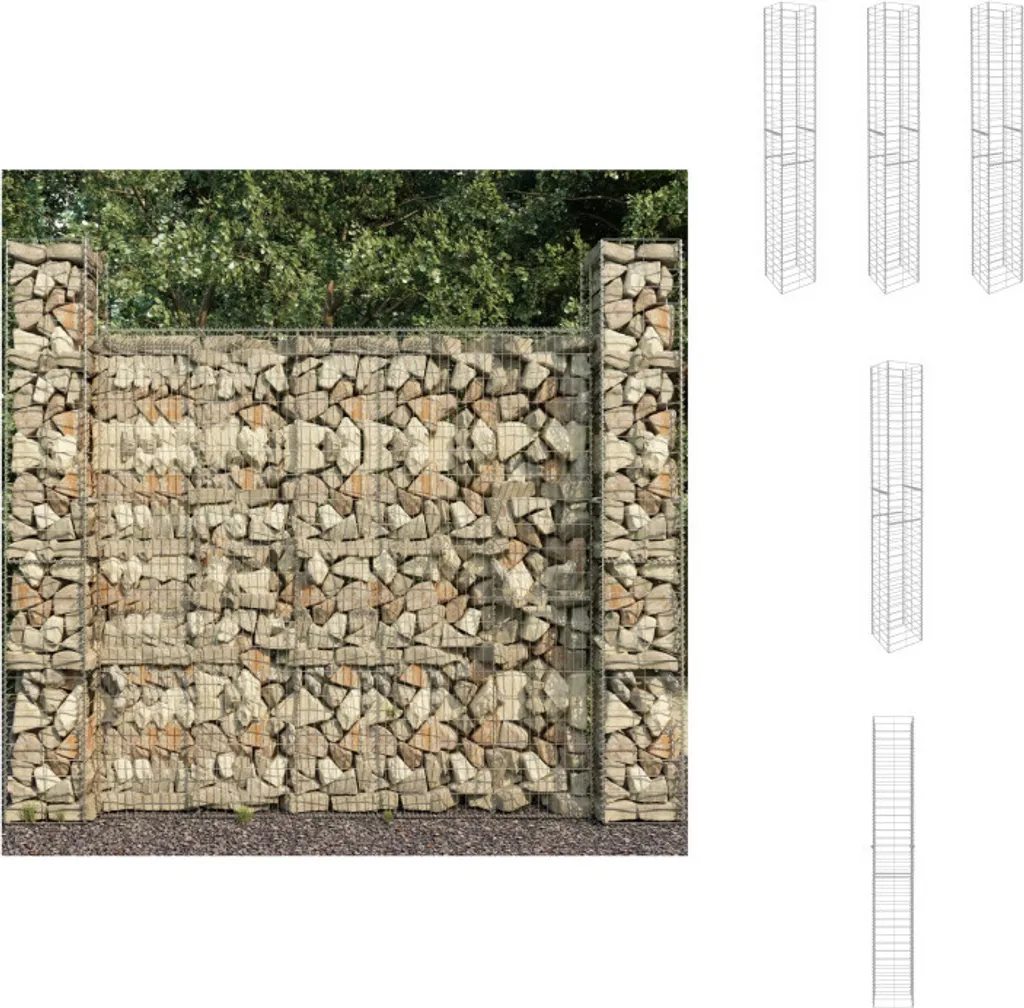 Clôture de jardin en gabion vertical acier galvanisé lot de 3 éléments