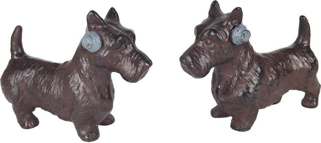Figur Gusseisen Dackel und Terrier mit Kopfhörer 2er Set