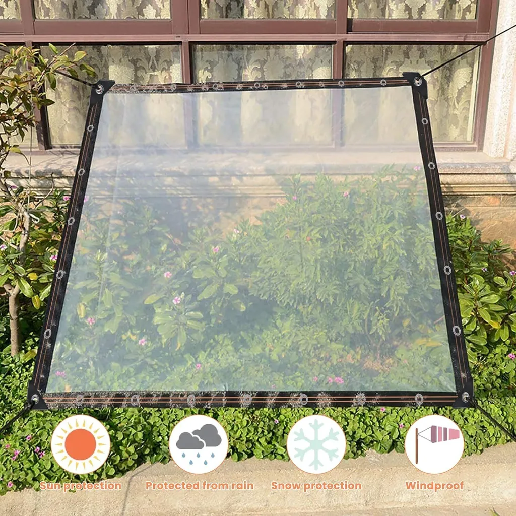 Bâche de couverture transparente 5x7m étanche avec œillets alu robustes