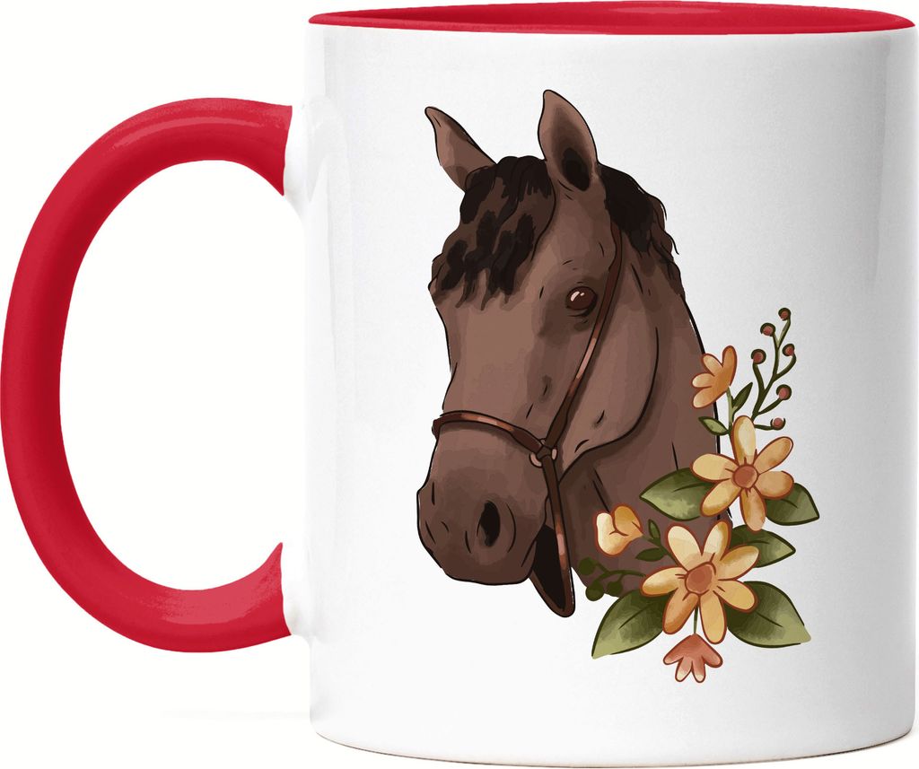 Pferd Tasse Rot Liebe Pferde Hobbie Freiheit Pony Pferdeflüsterer Pferdeliebhaber Reiten Blumen Reiterin