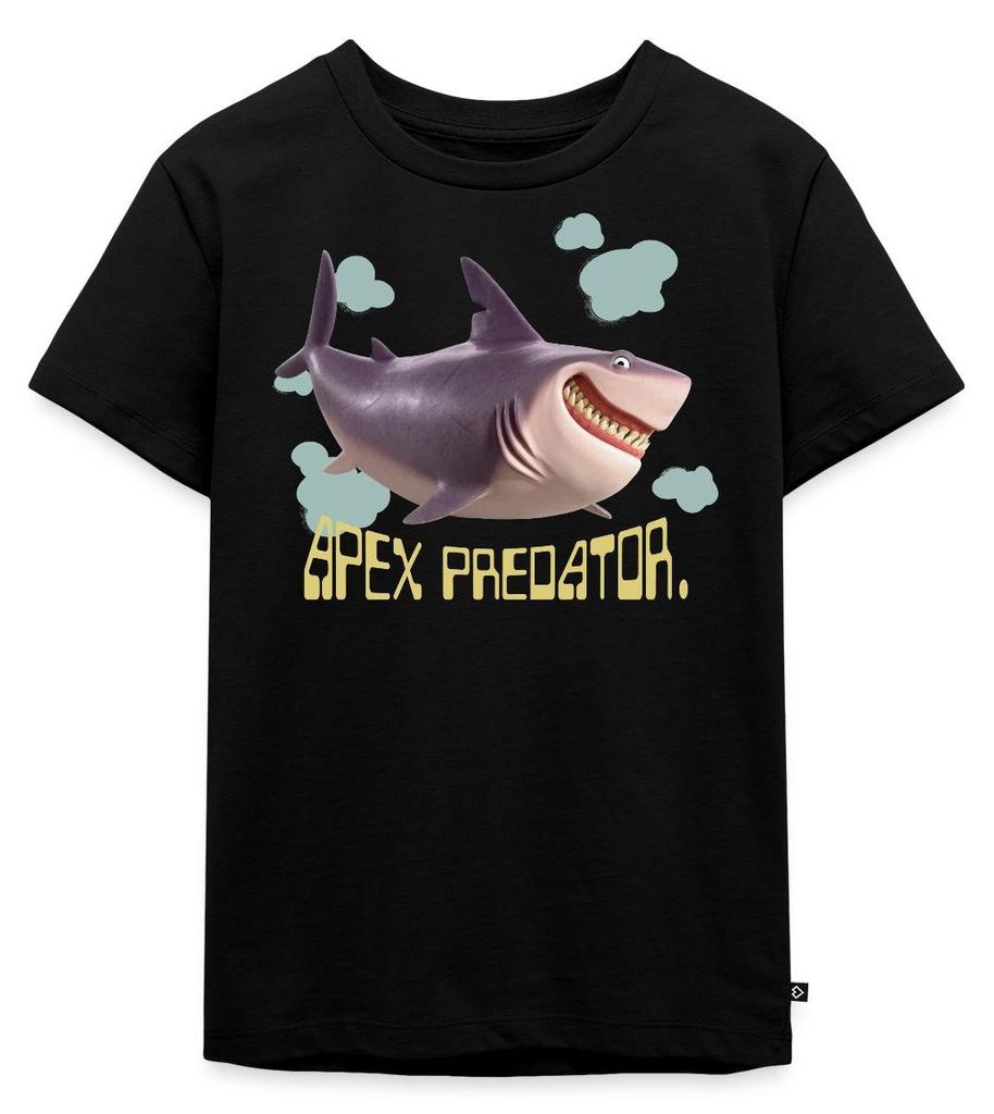 Spreadshirt Hoppers Apex Predator Hai Mit Schriftzug Kinder Premium T-Shirt, 110/116 (4 Jahre), Schwarz