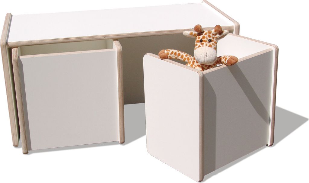 ELI Kinderset - Tisch & 2 Hocker - weiß