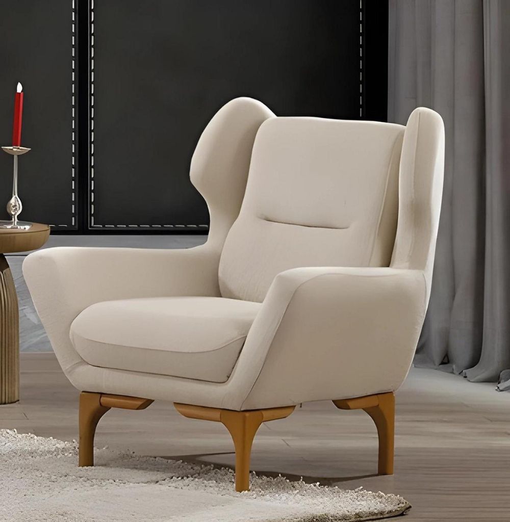 Elegancki fotel z białej tkaniny o nowoczesnym designie Zdjęcie produktu 