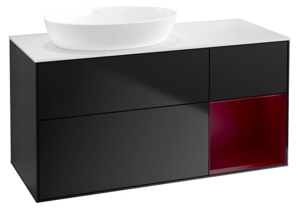 V&B Waschtischunterschrank Finion 120cm, Pl w m, Reg Peo m Lac, bla m Lac