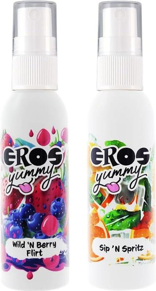 Eros Yummy - erotisches Geschmacksspray für den Körper, für ein aufregendes Vorspiel - Wild ’N Berry Flirt & Sip ’N Spritz - 2 x 50 ml