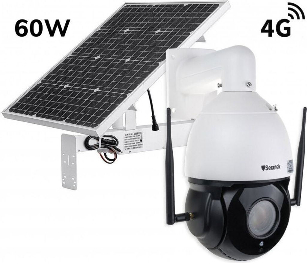 Drehbare LTE PTZ IP Kamera Secutek SBS-NC79G-30X mit Solarladung 60W/40A