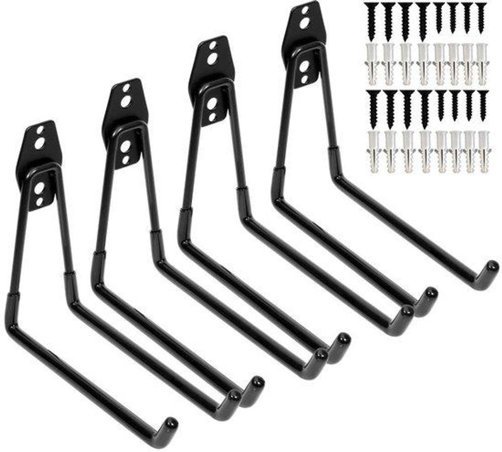 Schwarze Doppelhaken Garage Organizer 7,5" U-Haken 4er Pack